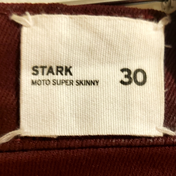 Hudson's Moto Stark Crimson Wax Super Skinny Mid Rise Front Zip Pocket Woman 30 - Picture 9 of 15